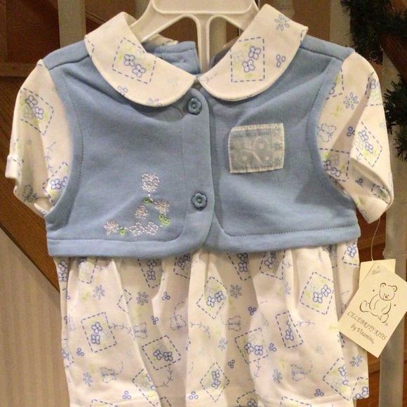 🛍2 for $30🛍Baby 2 piece outfit blue and white blummer - Picture 4 of 6